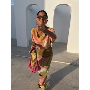 Never Fully Dressed Green Abstract Tilly Dress